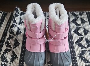 Cat & Jack Pink and Gray Faux Fur Boots